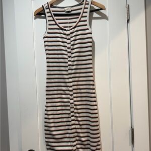 Universal Thread Multi Color Cream Striped Button Down Midi Dress